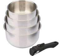 Baumalu - Lot 4 Casseroles Comète Inox - Ø 14 à 20 cm - Tous Feux | Triple fond thermo diffuseur, manche amovible, intérieur gradué ; casseroles empilables, gain de place, compatible induction