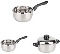 Baumalu - Lot Primo Inox : Casseroles 18 et 20cm + Faitout 24cm | Triple fond diffuseur, manches bakélite, couvercle inclus, tous feux dont induction