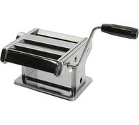 BAUMALU - Machine à Pâtes Fraîches Manuelle - Acier Inoxydable - Laminoir pour Pâtes Maison - Tous Types de Pâtes Fraîches - 21 x 14 x 19,5 cm - Noir et Argent