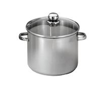 Baumalu - Marmite Traiteur Inox - Ø 28 cm - 13,5 Litres - Couvercle Verre | Triple fond diffuseur pour une chaleur homogène, couvercle verre à trou vapeur et poignées métal ; tous feux induction