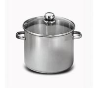 Baumalu - Marmite Traiteur Inox - Ø 36 cm - 23 Litres - Couvercle Verre | Triple fond diffuseur, couvercle verre à trou vapeur et poignées métal ; grande contenance, tous feux dont induction