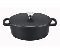 BAUMALU, Mini cocotte ovale fonte avec couvercle 12,5x9,5 cm Black Design, cuisson homogène, style élégant, petite capacité, durable, taille 12,5x9,5 cm, couleur noir