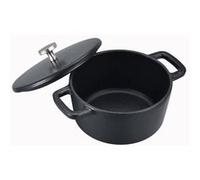 BAUMALU Mini Cocotte ronde 14 cm fonte émaillée noire mate avec couvercle noir mat