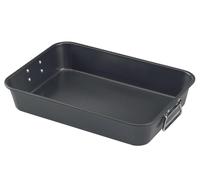 Baumalu - Plat à Four Rectangulaire - 40 x 28 cm - Anti-Adhérent - Noir | Acier carbone ultra résistant à chauffe rapide, revêtement anti-adhérent et poignées rabattables ; démoulage facile, four
