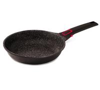 Baumalu - Poêle à Frire Granit Pro Céramique - Fonte d'Aluminium - Tous Feux dont Induction - Intérieur Revêtement Céramique Fusion Pro Effet Pierre Sans PFOA ni PFAS - Manche Amovible - Ø24cm - Noir