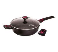 Baumalu, Granit Pro Sauteuse avec Couvercle en Verre 28 cm - Revêtement Céramique Antiadhésif, Indéformable, Compatible Cuisinières à Gaz, Induction et Électrique, Noir
