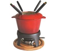 BAUMALU Service à fondue fonte émaillée - Rouge