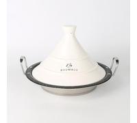 Baumalu - Tajine Inox - Ø 30 cm - Couvercle Céramique Blanc | Base inox robuste à cuisson homogène, couvercle céramique qui préserve arômes et humidité ; tous feux dont induction