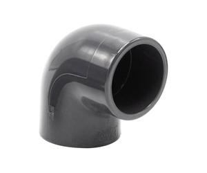 Baumaxxe Coude PVC-U 40 mm 90° PN16 Gris - bm083 | Raccord coudé 90° avec double manchon à coller, idéal pour plomberie piscine, irrigation, bassin et systèmes d’eau.