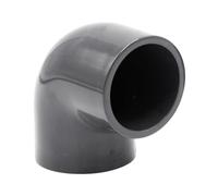 Baumaxxe Coude PVC-U 50 mm 90° PN16 Gris - bm014 | Raccord coudé 90° avec double manchon à coller, idéal pour plomberie piscine, irrigation, bassin et systèmes d’eau.