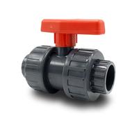 Baumaxxe I Vanne à boisseau sphérique PVC 32 mm PN16 I 2 voies avec 2 raccords à coller et unions démontables radialement I Pour tuyauterie piscine arrosage filtration I bm148