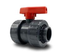 Baumaxxe I Vanne à boisseau sphérique PVC 40 mm PN16 I 2 voies avec 2 raccords à coller et unions démontables radialement I Pour tuyauterie piscine arrosage filtration I bm147