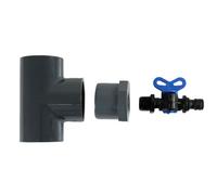 Baumaxxe Kit de vidange piscine DN50 50 mm 3 pièces I Té PVC pression + réduction 1/2" femelle + robinet 1/2" mâle I point de purge antigel I bm186