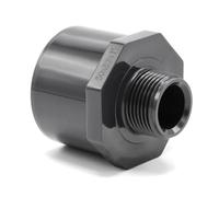 Baumaxxe PVC-U Manchon réducteur 63/50 mm vers 1 pouce mâle I À coller Ø50 intérieur et Ø63 extérieur I Raccord pression pour plomberie piscine arrosage I bm176