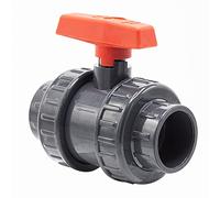Baumaxxe PVC-Vanne à bille 50mm 1 1/2 pouce I Type AK I pour manchons de collage et raccords I Vanne d'arrêt 2 voies I Raccord PVC I Robinet à bille pour construction de piscine et d'étang I bm001