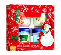 Baume A Levre,Lip Balm,Coffret 4 Baumes à LèVres De NoëL,Hydratation,Exfolie Et Nourrit,RéPare Les LèVres SèChes Et GercéEs,Saveur Avocat,Kiwi,Lait,Fraise,Convient Pour L'Hiver Et Les Festivals