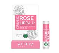 Baume à lèvres biologique Alteya à l'huile essentielle de rose bulgare 4,5 g - Baume à lèvres réparateur entièrement naturel certifié biologique par l'USDA