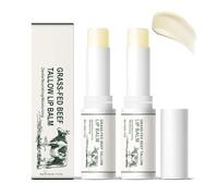 Baume à lèvres de talon de bœuf, baume à lèvres de talon hydratant, talon de bœuf naturel, baume de suif nourri à l'herbe biologique, baume de suif nourrissant et apaisant (2Pcs)