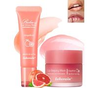 Baume À Lèvres et Masque pour les lèvres Hydratant Set, Lip Glowy Balm et Lip Sleeping Mask pour les lèvres sèches et craquelées, Réduire les rides des rides des lèvres et soin des lèvres - Grapefruit