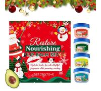 Baume À Lèvres Hydratant Destiné Aux Femmes - Crème Hydratante Parfumée Noël 4 Pièces | Set De Baume Pour Lèvres Sèches Fêtes - Pour Matin Et Nuit Hiver Femmes Filles Hommes Nouvel An Saint-Valentin A