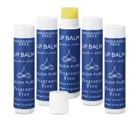 Baume à lèvres végétalien, Alida Pure, sans parfum, non parfumé, sans cire d'abeille, et sans huile de noix de coco, lot de 5, avec huile d'avocat, huile de jojoba organique, et vitamine E, chapstick