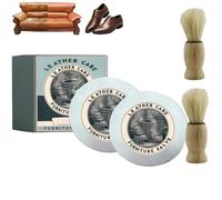 Baume collectif pour meubles - Crème de réparation du cuir avec brosse, restaurateur polyvalent Non gras pour canapés, sièges de voiture et meubles, couverture anti-rayures au fini naturel (2PCS)