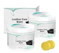 Baume de soin et de réparation pour cuir sec et fissuré - Rénovateur et lustrant nourrissant polyvalent pour meubles, chaussures et sièges de voiture - Éponge applicatrice offerte - 100 g (2Pièce)