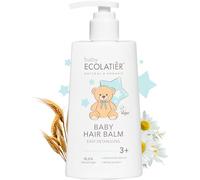 Baume nourrissant pour cheveux pour bébé pour un démêlage léger 3+ ECOLATIER, 250 ml, avec camomille et protéines de blé, 96,8 % naturel, végétalien - Rend les cheveux fins doux et nourrissent