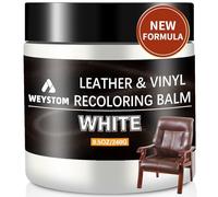 Baume recolorant pour cuir WEYSTOM - Colorant rénovateur blanc pour meubles, sacs et intérieurs de voiture | Répare les rayures, les décolorations et les fissures tout en renouvelant les surfaces en
