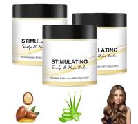 Baume stimulant pour le cuir chevelu et les cheveux, nourrit en profondeur le cuir chevelu sec, renforce les cheveux à partir de la racine, crème hydratante pour tous types (3pcs)