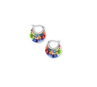 Baumelnde Creolen Für Creolen Gänseblümchen Edelstahl Schmuck Mode Geschenke Schwarze Perlen Ohrringe Damen (D, 2.5x2.5cm)