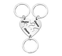 BAUNA Lot de 3 porte-clés puzzle Ohana Means Family pour maman, sœur, BBF, meilleurs amis, membre de la famille, 3.0, Acier inoxydable