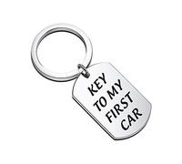 BAUNA Porte-clés pour première voiture pour adolescents avec inscription « Key To My First Car », 4*2.5cm, Métal,