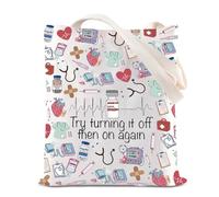 BAUNA Sac fourre-tout pour cardiologue, médecin, infirmière, cadeau d'allaitement, sac à bandoulière, cadeau de cardiologie, cadeau de remise de diplôme, Sac fourre-tout « Turn It Off », 35*40cm