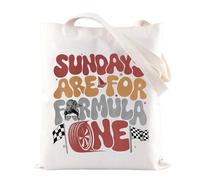 BAUNA Sunday Racing Sac fourre-tout réutilisable - Cadeau pour amateur de course - Sac à main du dimanche, Sac fourre-tout Formula, 32*37CM