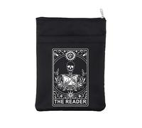BAUNA The Reader Pochette de lecture inspirée du lecteur de cartes de tarot Cadeau pour les amateurs de livre Cadeau gothique Romance Squelette Pochette zippée (BL Reader BM)