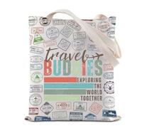 BAUNA Travel Buddies Sac fourre-tout réutilisable Motif exploration du monde, Travel Buddies Tote, 35*40cm