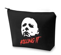 BAUNA Trousse à maquillage avec fermeture éclair Michael Halloween Myers, Face blanche.