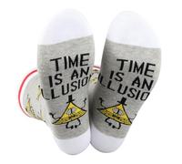 BAUNA ZJXHPO Gravity Falls Merchandise Time Is An Illusion Crew Sock Bill Cipher Chaussettes fantaisie Mystery Shack Cadeau, Chaussette Illusion, Taille unique