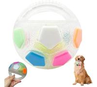 BAUNBRHY The Mellow Dog Calming Ball with Handle, Dog Ball with Handle, Interactive Toss and Fetch Play, Strong Rubber Football Chew Fetch Toy, Soccer Squeaky Balls Toy for Small Medium Dogs (White)