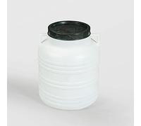 BAUPROFI Fût à col large de 30 l, blanc/transparent, ouverture de 19 cm, avec couvercle et poignées (qualité alimentaire)