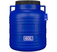 BAUPROFI Fût à col large de 40 litres, bleu, ouverture de 19 cm, avec couvercle et poignées (qualité alimentaire)