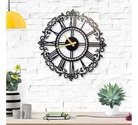 Baupur Florence Horloge Murale en métal Motif Chiffres Romains en métal Décoration Murale en métal Décoration Murale Moderne Industrielle silencieuse 50 x 50 cm