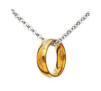 Bauqoo Collier Pendentif Bague Le Seigneur des Anneaux Gadget Unique Anneau de Puissance Couleur Or Idée Cadeau Magie Fantaisie Cosplay, medium, Zinc, Pas de gemme