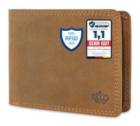 Baur Portefeuille Homme - Cuir de Buffle véritable avec Protection RFID - Portefeuille Cuir Format Horizontal avec 7 emplacements Cartes et Compartiment à pièces (Format Horizontal Grand, Brun)