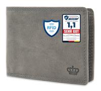 Baur Portefeuille Homme - Cuir de Buffle véritable avec Protection RFID - Portefeuille Cuir Horizontal avec 7 emplacements Cartes et Compartiment à pièces (Format Horizontal Grand, Gris)