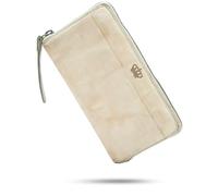 Baur Portefeuille pour femme en cuir lavé extra doux | Portefeuille au look usé avec protection RFID | Grand portefeuille avec de nombreux compartiments pour cartes | Fermeture éclair intégrale, beige