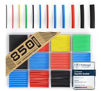 BAURIX® Kit de gaine thermorétractable 850 pièces - Assortiment de tube thermorétractable en couleur - Rapport de rétraction 2:1 - Gaine retractable pour fil electrique - heat shrink tube