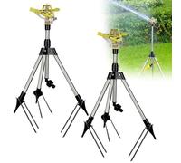 BAUSATZ Lot de 2 arroseurs d'eau d'extérieur pour Jardin et pelouse avec tête d'arrosage en Alliage de Zinc, trépied Rotatif à 360 degrés, arroseur de Jardin réglable