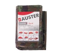 BAUSTER® Bâche en tissu 3 x 4 m - Couleur camouflage - 80 g/m² - Protection imperméable - Chantier - Œillets renforcés - Indéchirable - Industrielle